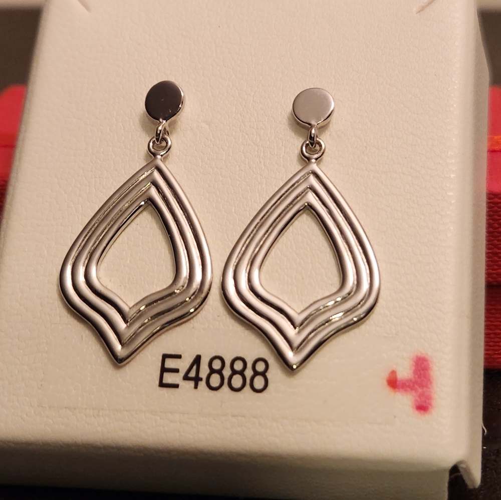 NEW STERLING SILVER 925 "HANGING TRIPLE PEAR-SHAPED" EARRINGS